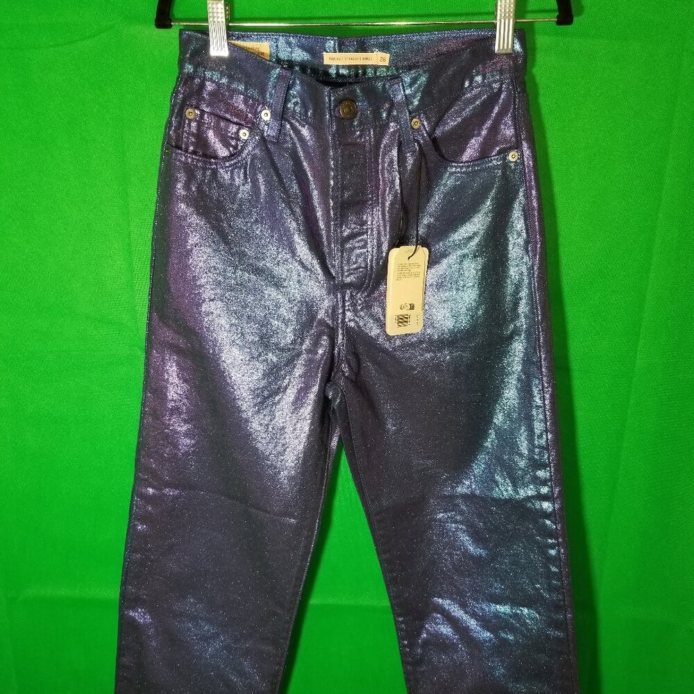 Levi's Size 26 Premium Ribcage‎ Straight Ankle Candy Purple Iridescent Jeans NWT